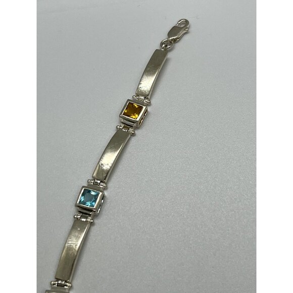 925 STERLING SILVER PERIDOT, TOURMALINE, TOPAZ & CITRINE BRACELET - Picture 4 of 5